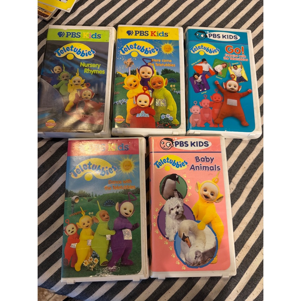 Teletubbies PBS Kids VHS Lot of 5 Nursery Rhymes Dance Baby Animals 1998 Ragdoll